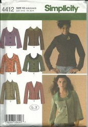 4412 SIMPLICITY SNAPPY OR BUTTON JACKET VARIETY PATTERN  12 - 20 UNCUT